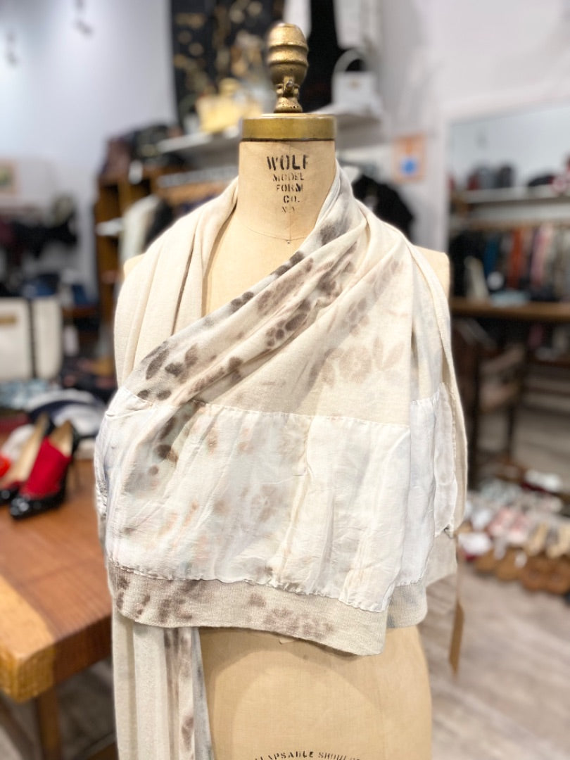 Cashmere/Silk Cream Scarf, OS