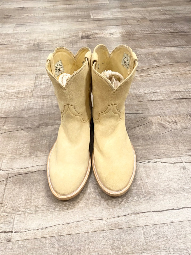 Hey Gang Beige Repurposed Leather Suede Boots, 9