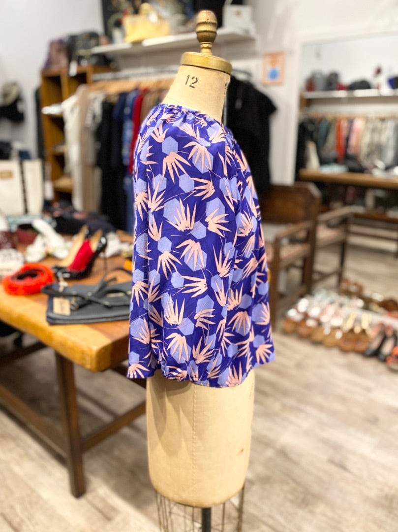 Tucker Purple/Pink Floral Silk Blouse, Petite