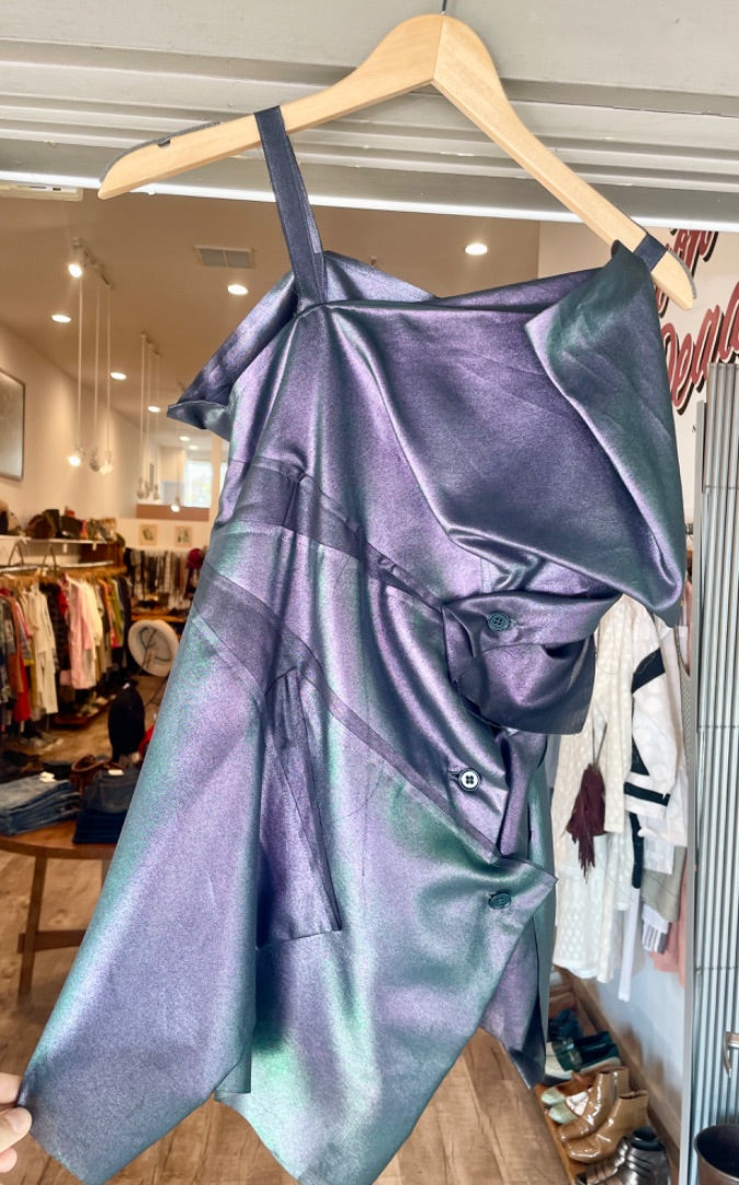 Issey Miyake Purple Metallic Layer Blouse, 2