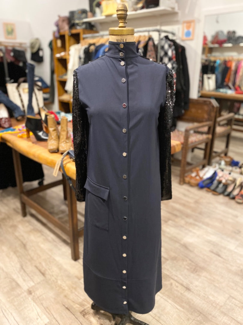 Tibi Black Sequin Maxi Dress, 6