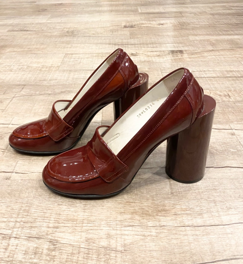 Margiela Burgundy Patent Leather Tall Heel, 40