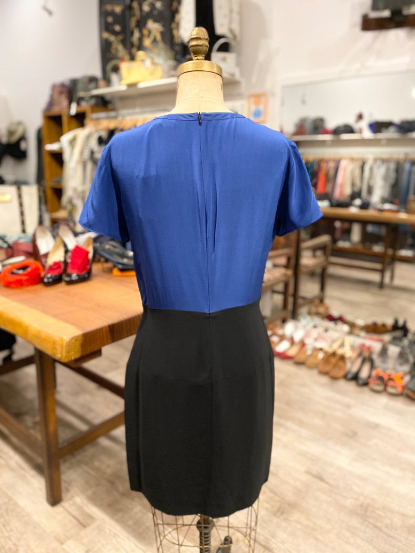 Stella McCartney Black/Blue S/S Silk Midi Dress, 42