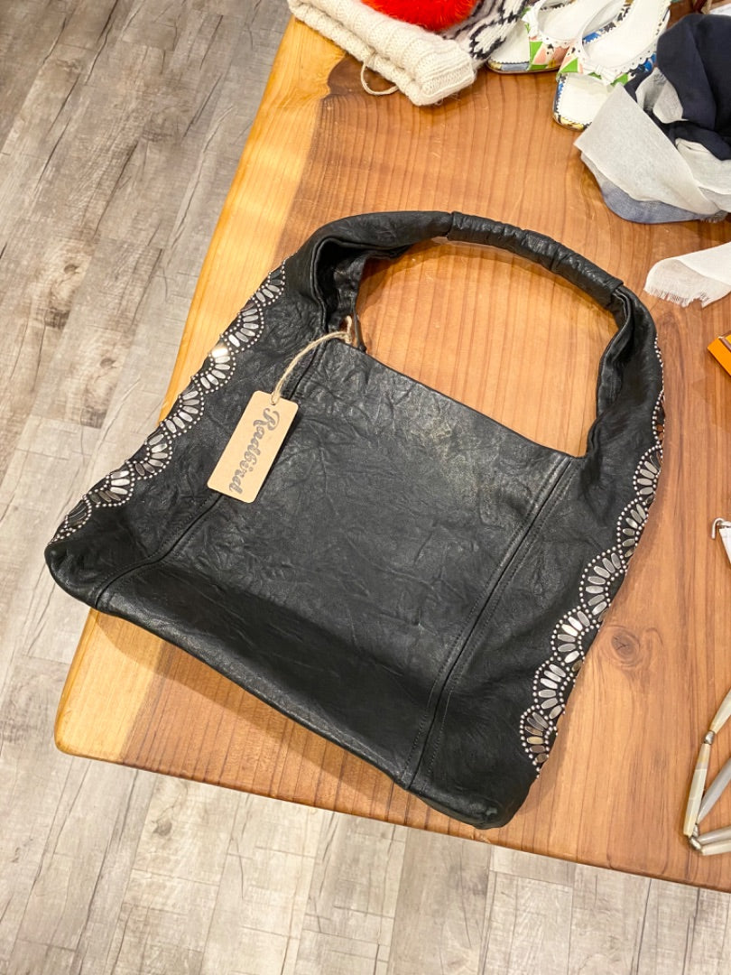 Calleen Cordero Black Leather Studded Purse, OS