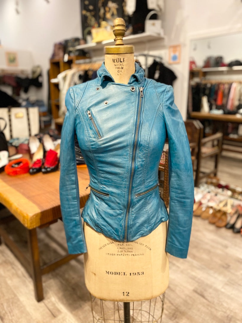 Muuba Turquoise Leather Jacket, 4