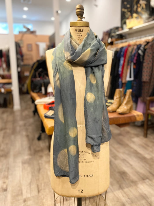 Ocelot Turquoise Yellow Silk Scarf, OS