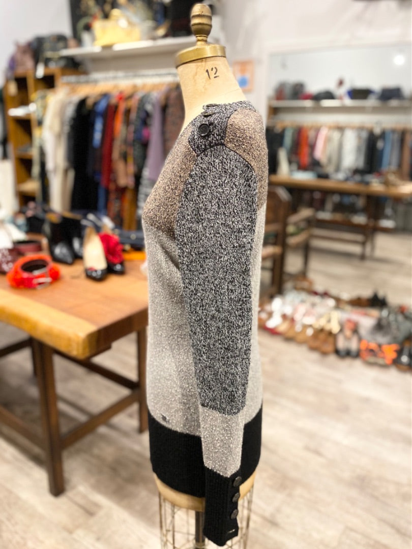Burberry Brown/Grey Button Sweater, Large