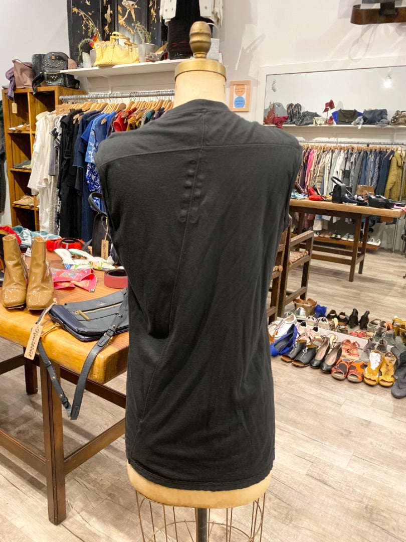 Rick Owens Black Sleeveless Tunic Top, Medium