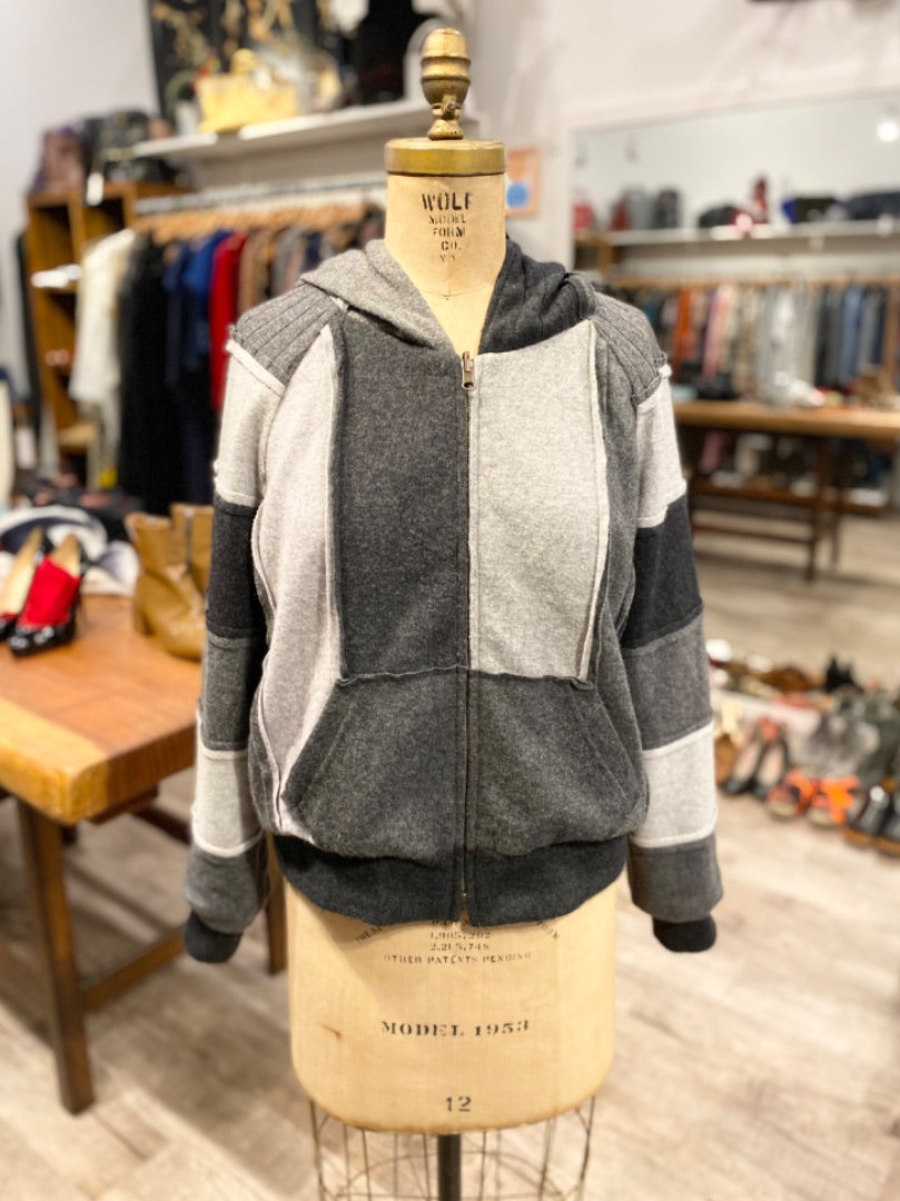 Burning Torch Grey/Multicolor Reversible Cashmere/Silk Jacket, Medium