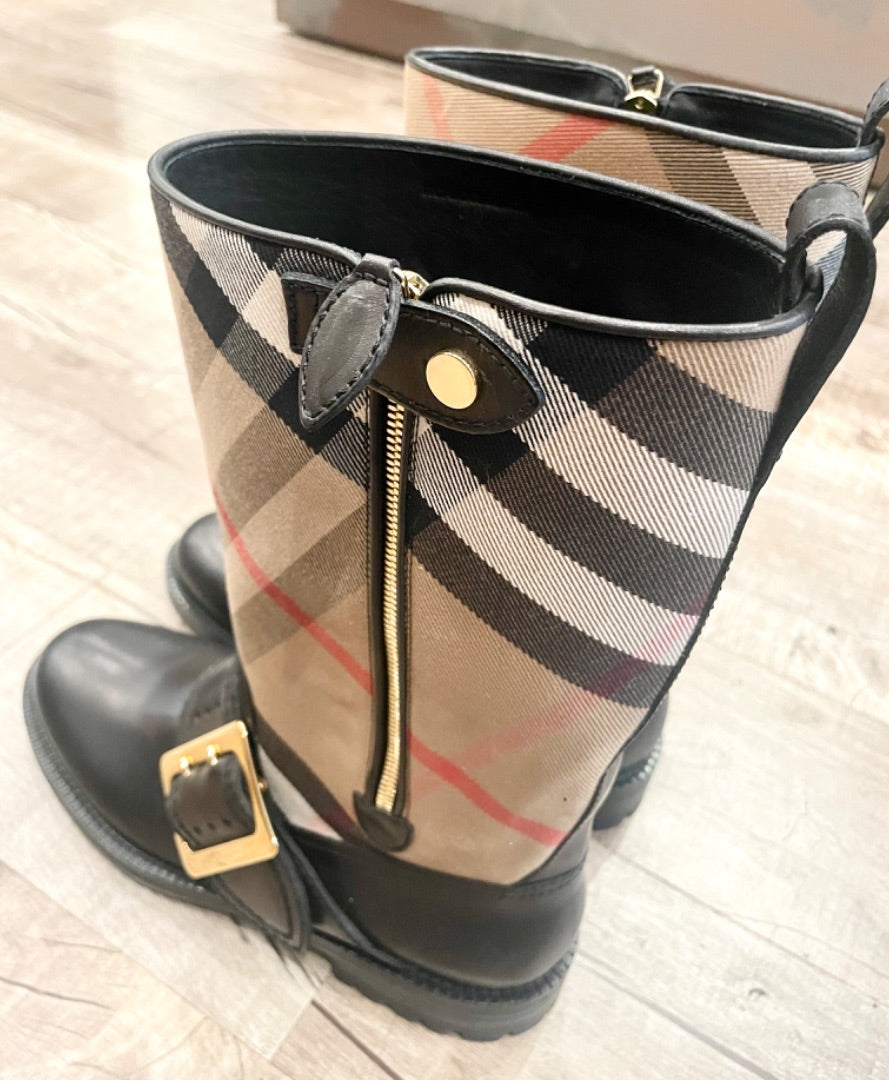 Burberry Black Logo Print Boots, 39