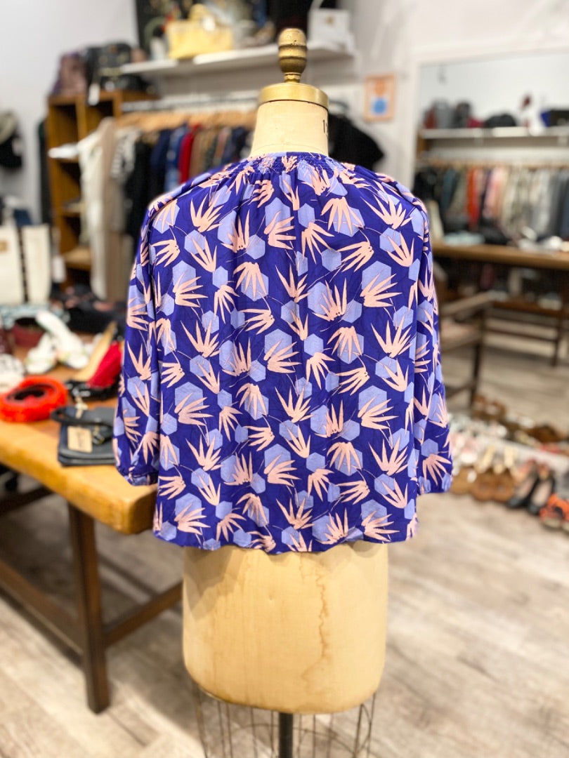 Tucker Purple/Pink Floral Silk Blouse, Petite