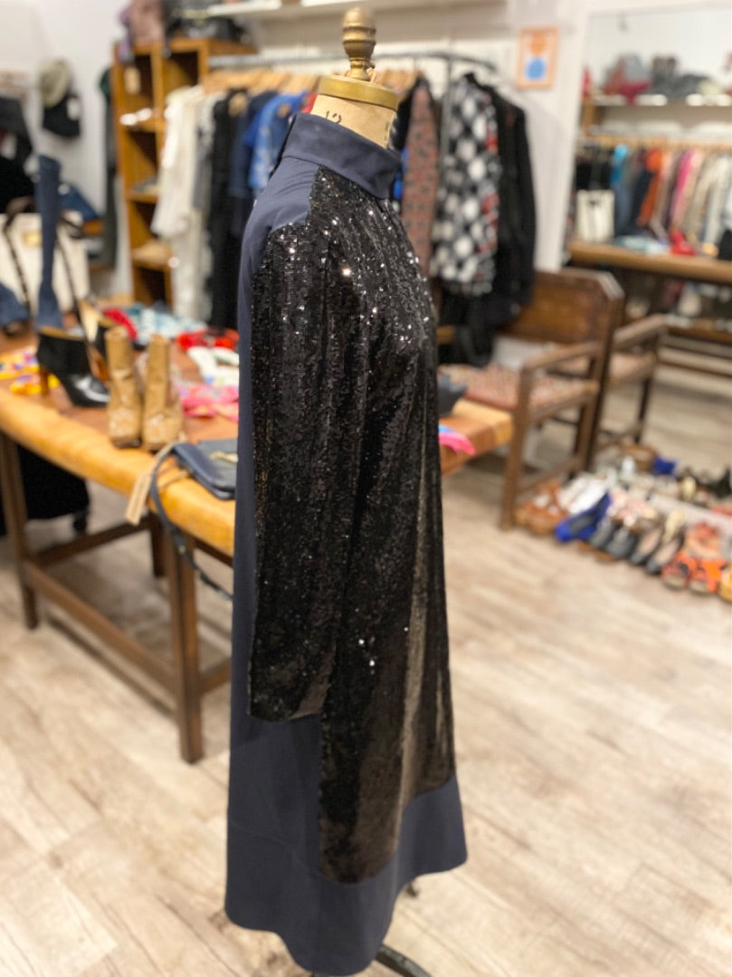 Tibi Black Sequin Maxi Dress, 6