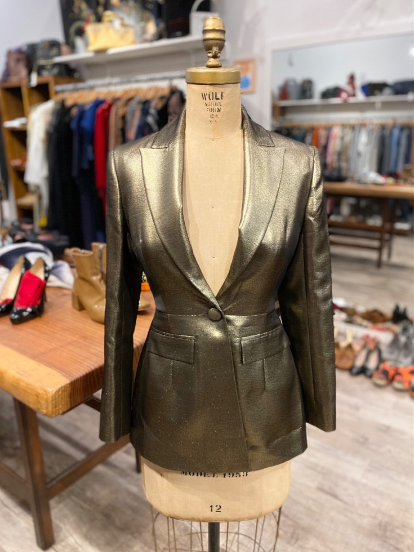 Alexa Chung Gold Metallic Blazer, 6