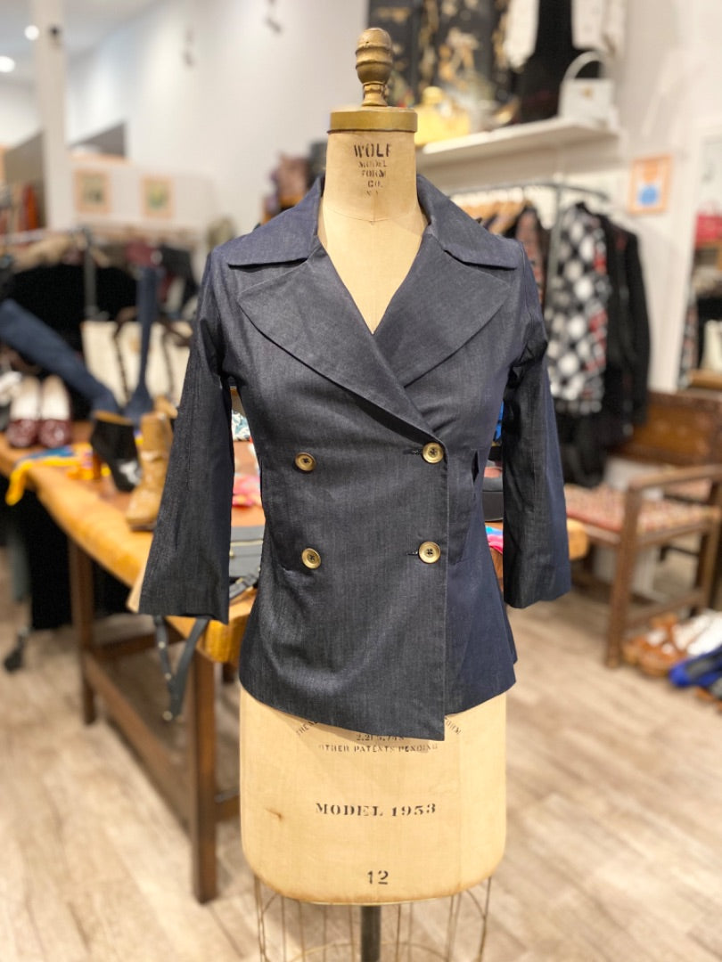 Erica Tanov Denim Button Jacket, 0