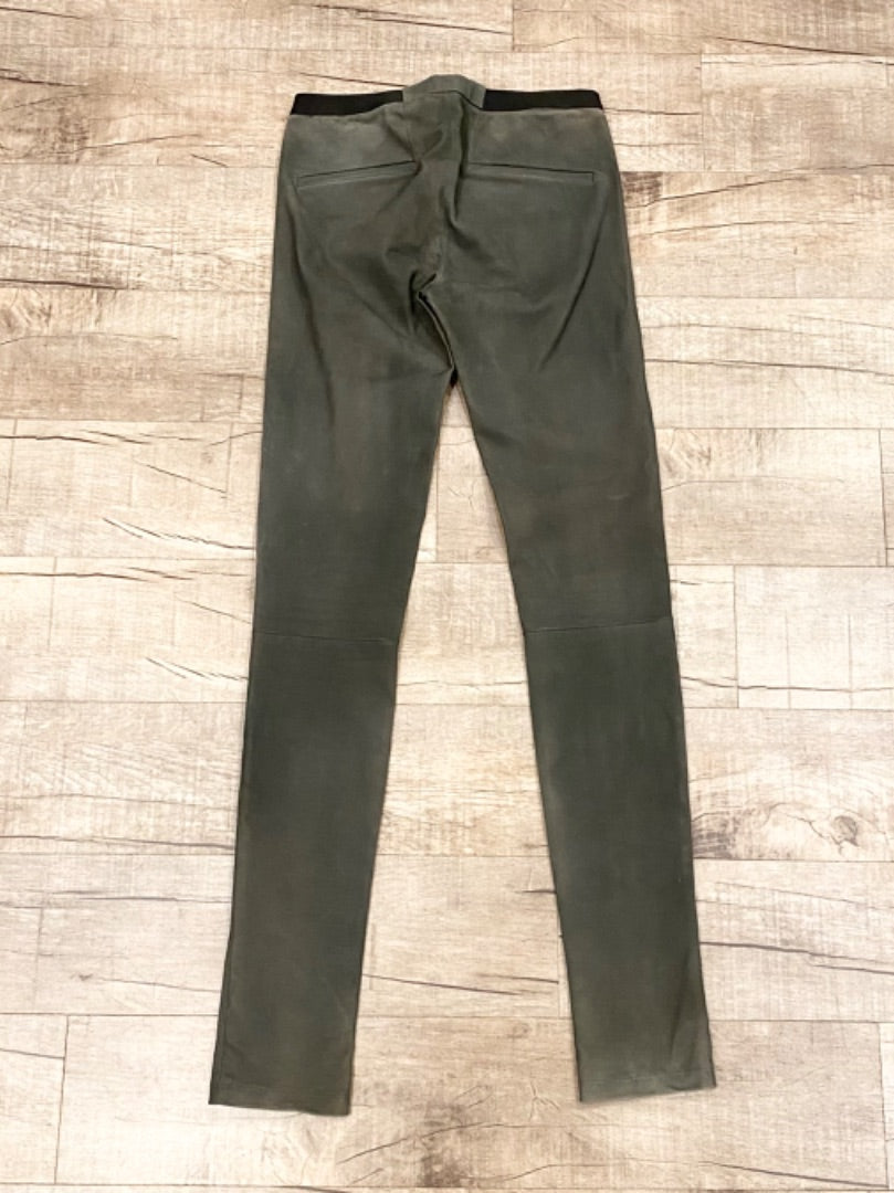 Helmut Lang Grey Leather Leggings, 4