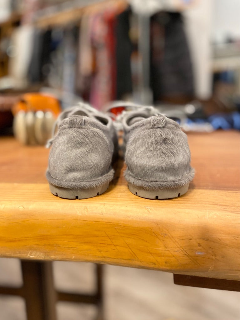 Marsell Grey Pony Hair Shoes, 37.5
