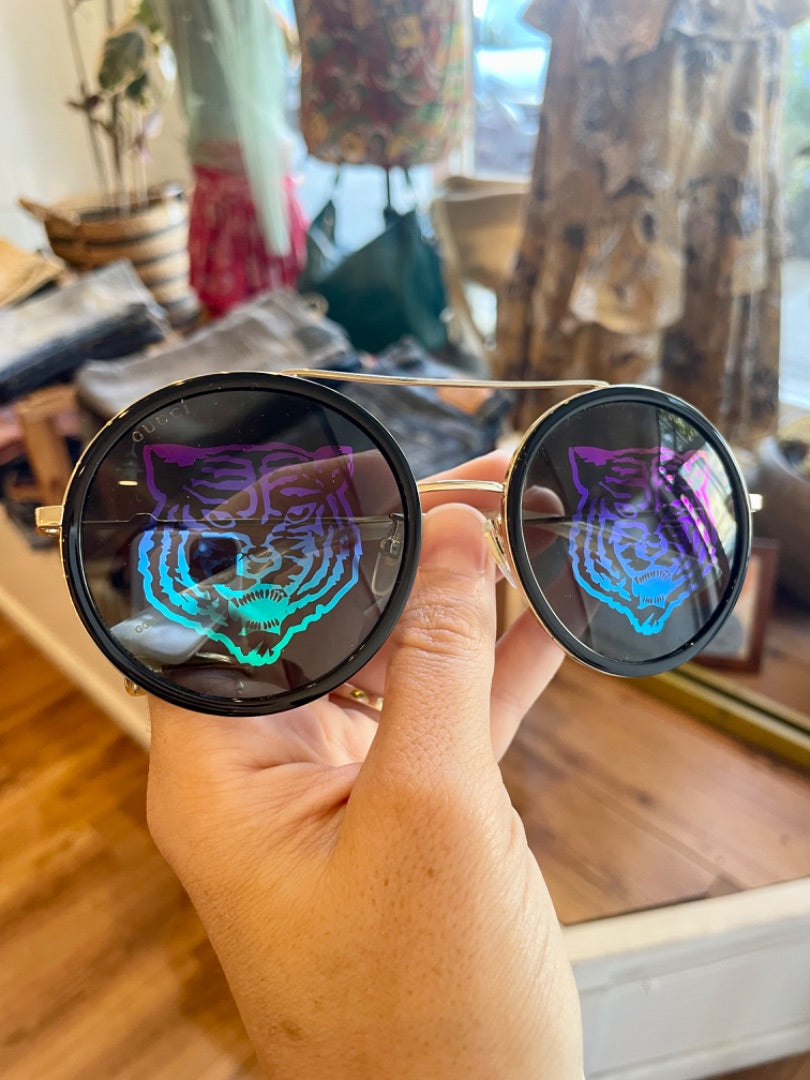 Gucci Black/White Tiger Sunglasses, OS