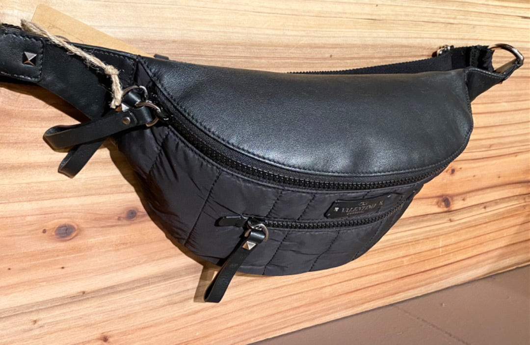 Valentino Black Puff Leather Fanny Pack, M/L