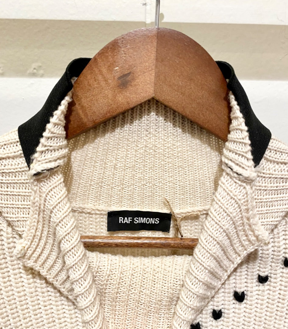 Raf Simons White/Black Turtleneck w/Elastic Sweater, Large