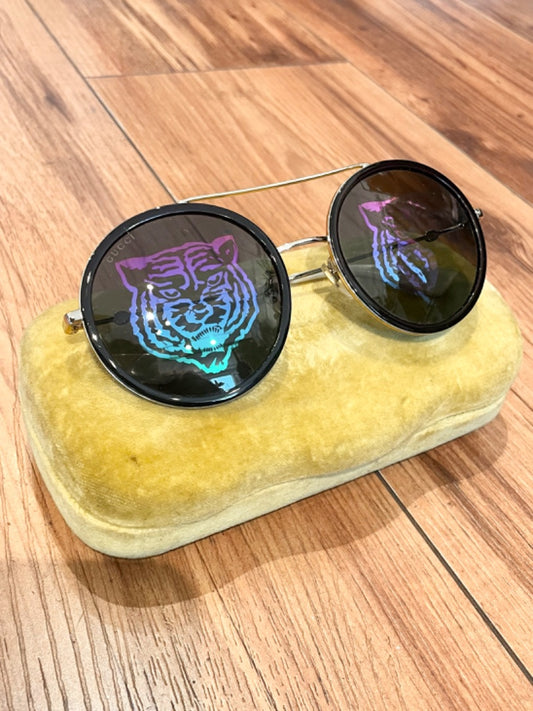 Gucci Black/White Tiger Sunglasses, OS