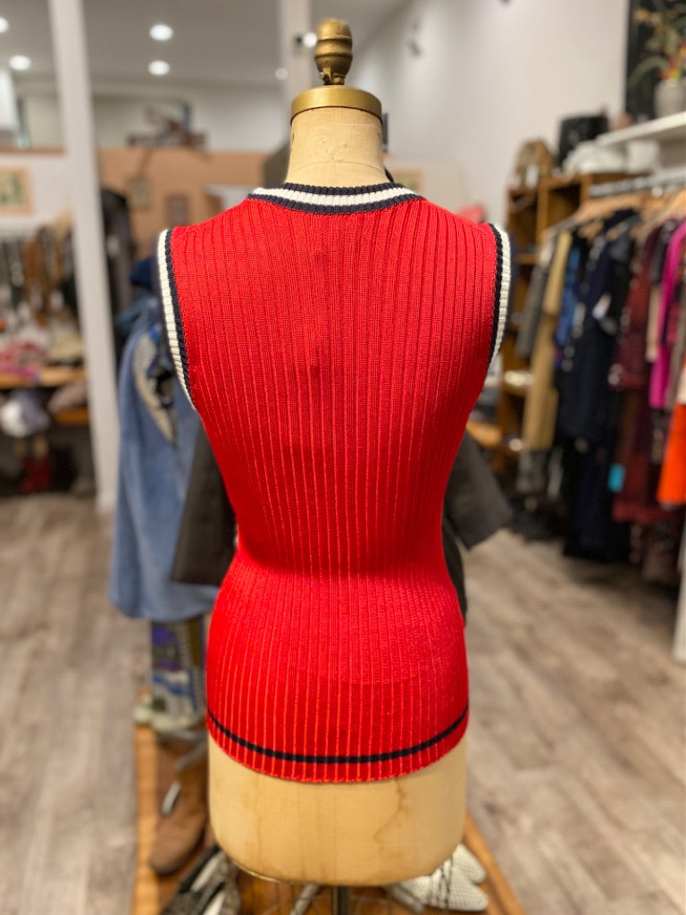 Prada Red Ribbed Tank, 42