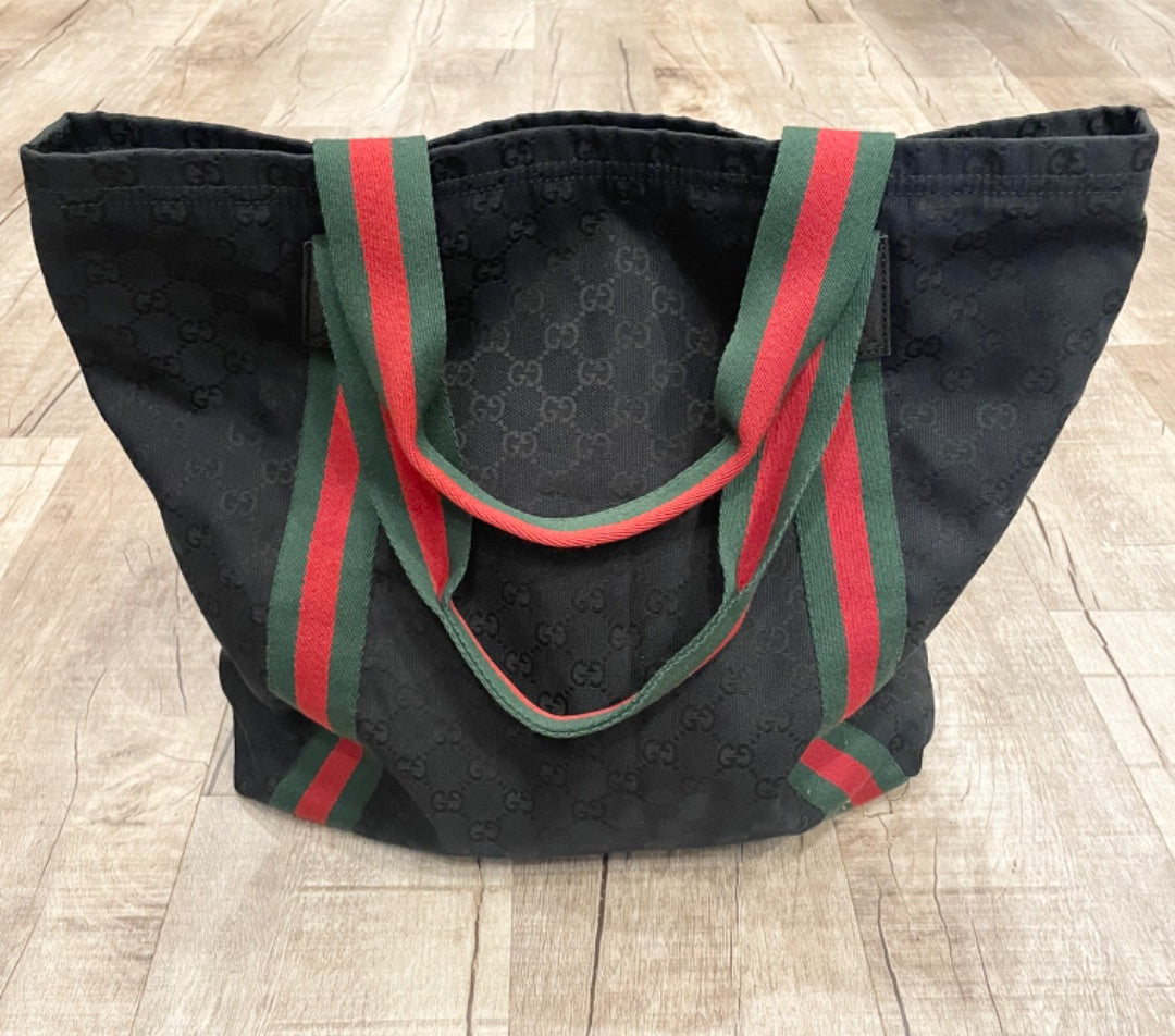 Gucci Black Canvas Tote Bag, OS