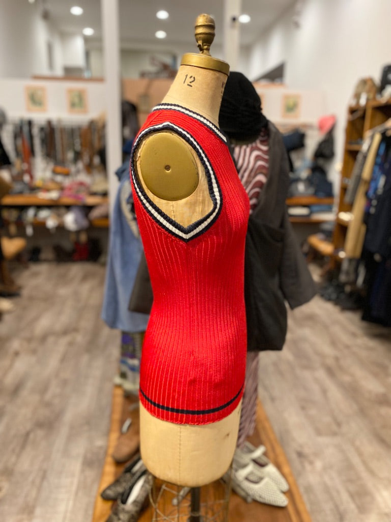 Prada Red Ribbed Tank, 42