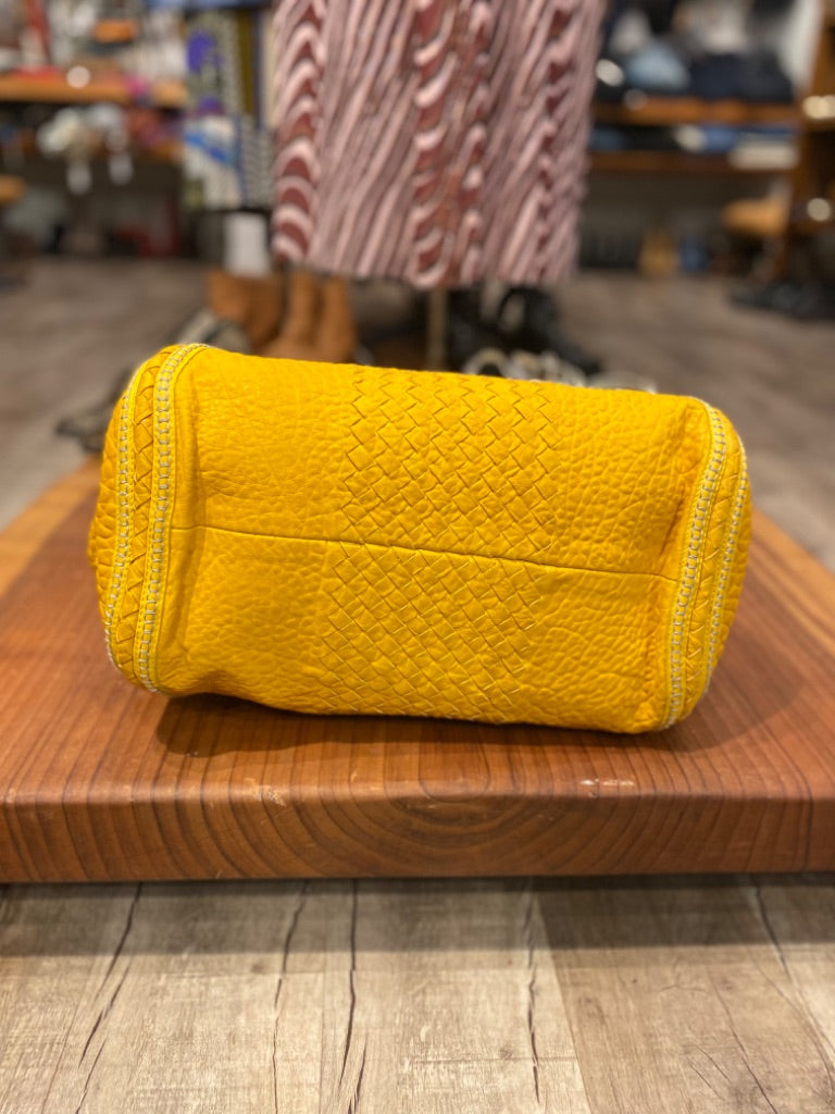 Bottega Veneta Mustard Embroidered Leather Handbag, OS