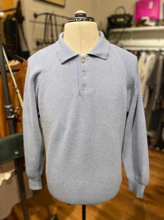 Pearls & Cashmere Blue Cashmere Sweater, Medium