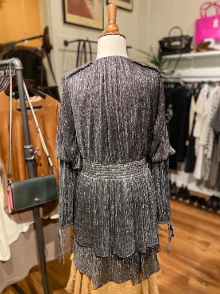 Misa Black/Silver Metallic Dress, Small