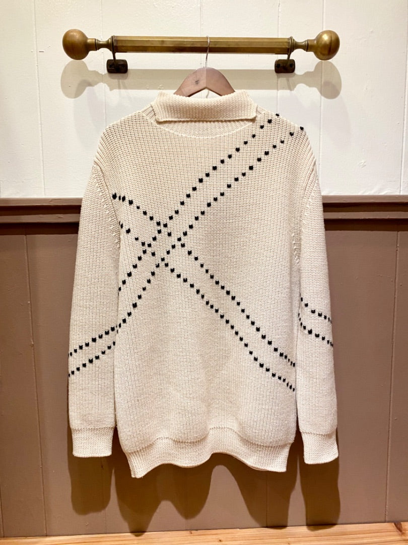 Raf Simons White/Black Turtleneck w/Elastic Sweater, Large