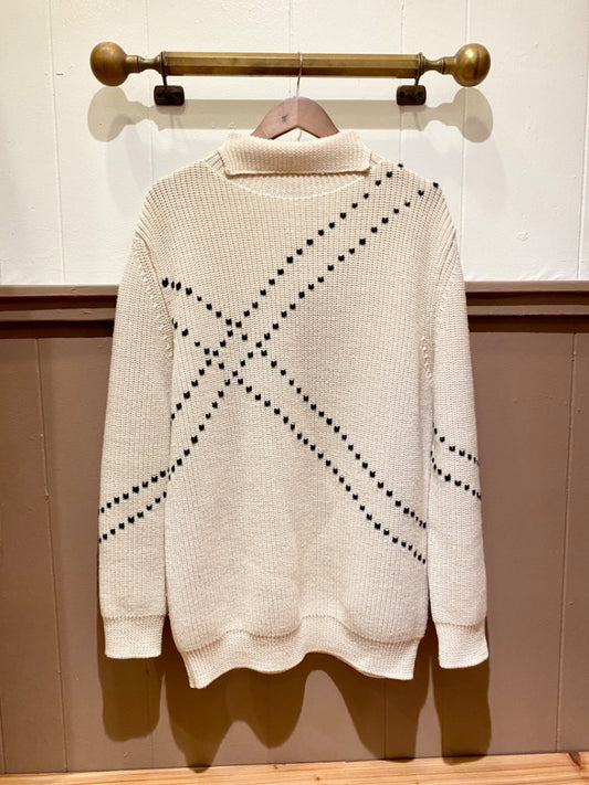 Raf Simons White/Black Turtleneck w/Elastic Sweater, Large