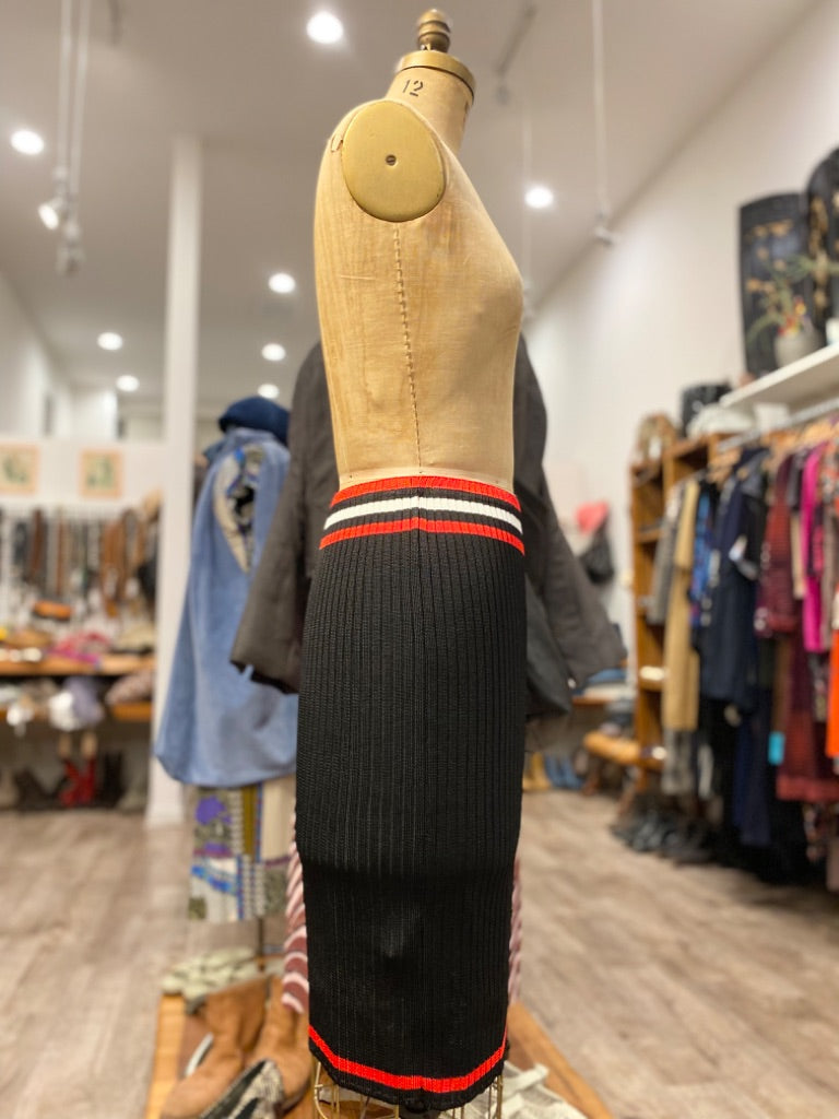 Prada Black/Red Ribbed Skirt, 38