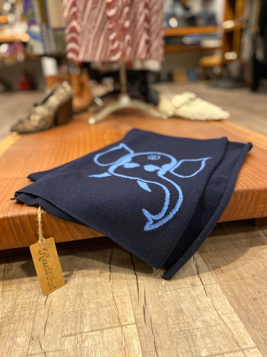 Lucien Pellat-Finet Navy/Blue Cashmere Scarf, OS