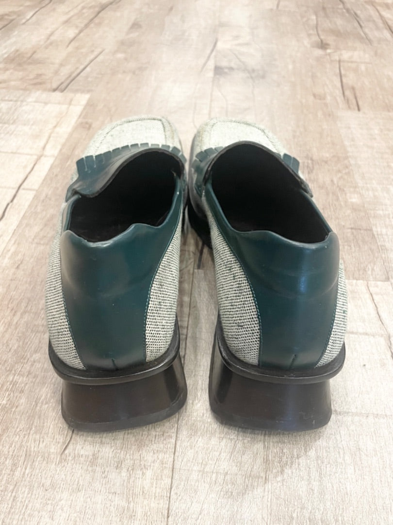 Prada Green Textured Oxfords, 40