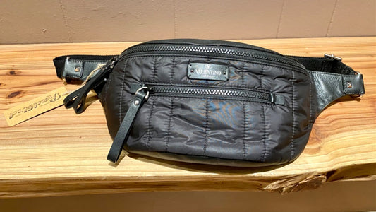 Valentino Black Puff Leather Fanny Pack, M/L