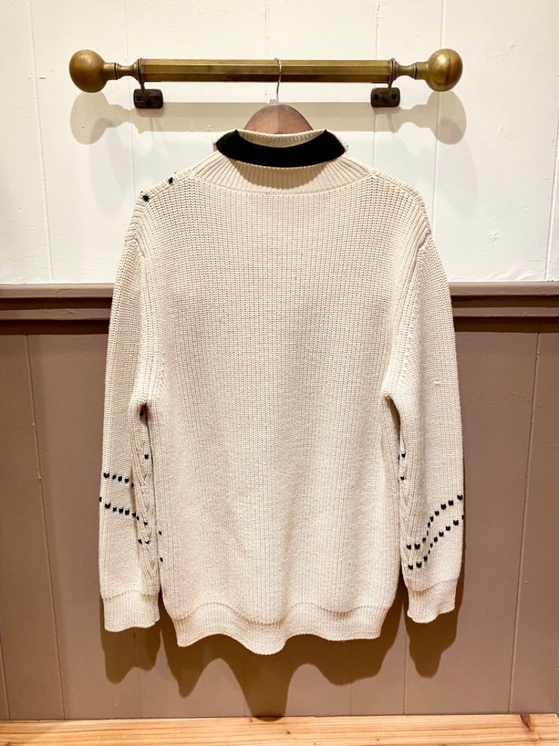 Raf Simons White/Black Turtleneck w/Elastic Sweater, Large