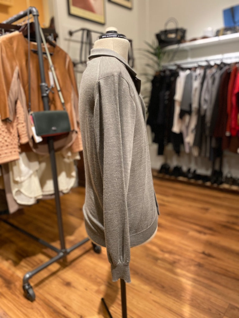 Brunello Cucinelli Grey Wool/Cashmere Cardigan, 48