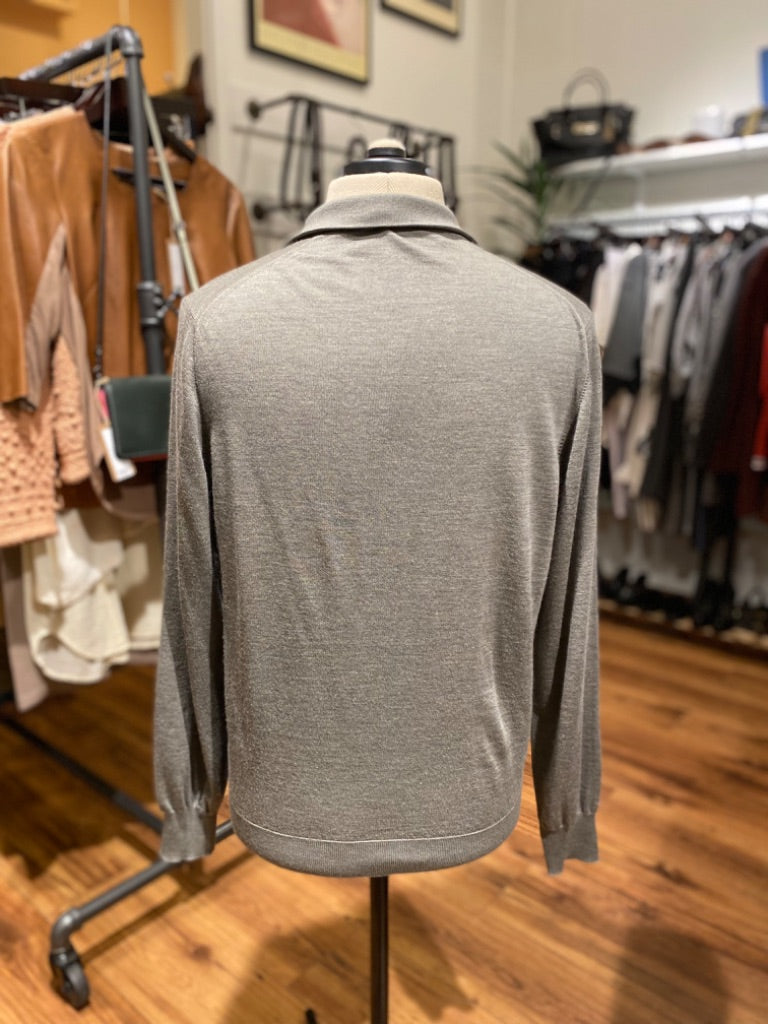 Brunello Cucinelli Grey Wool/Cashmere Cardigan, 48