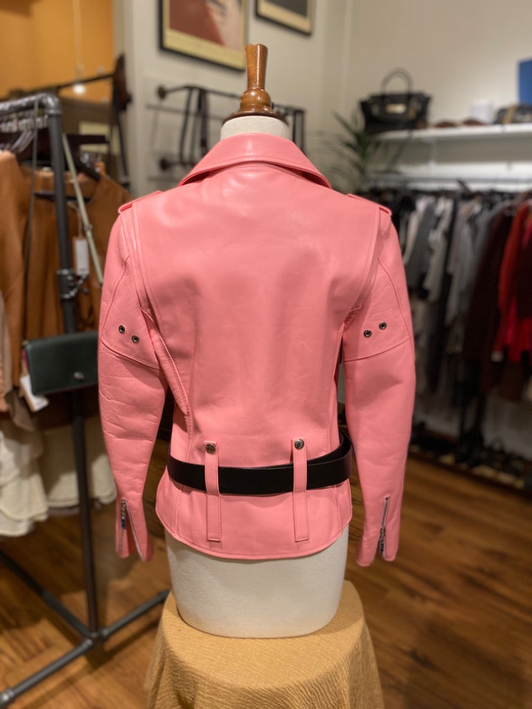 Louis Vuitton Pink/Black Leather Jacket, 38