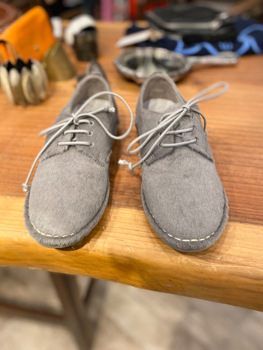 Marsell Grey Pony Hair Shoes, 37.5