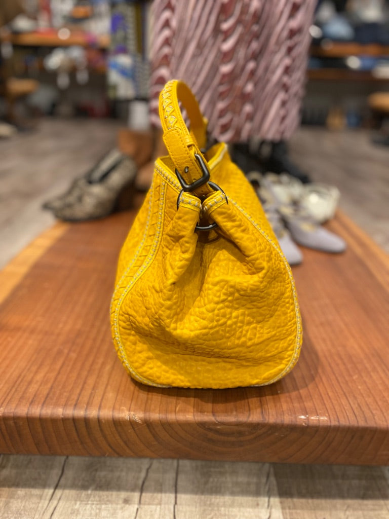 Bottega Veneta Mustard Embroidered Leather Handbag, OS