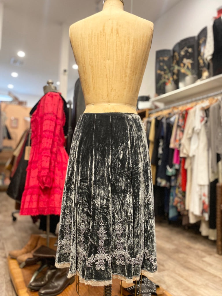 Elie Tahari Navy Velvet Skirt, 2