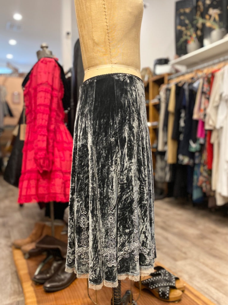 Elie Tahari Navy Velvet Skirt, 2