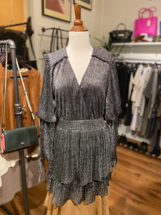Misa Black/Silver Metallic Dress, Small