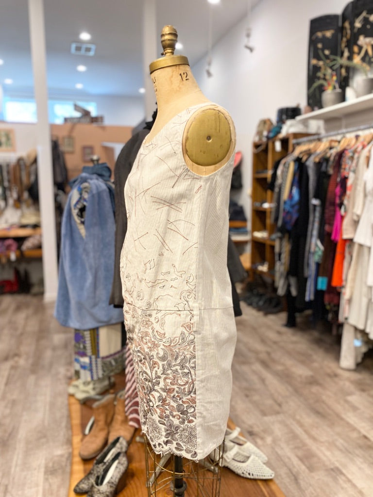 Gary Graham Cream Embroidered Dress, 2