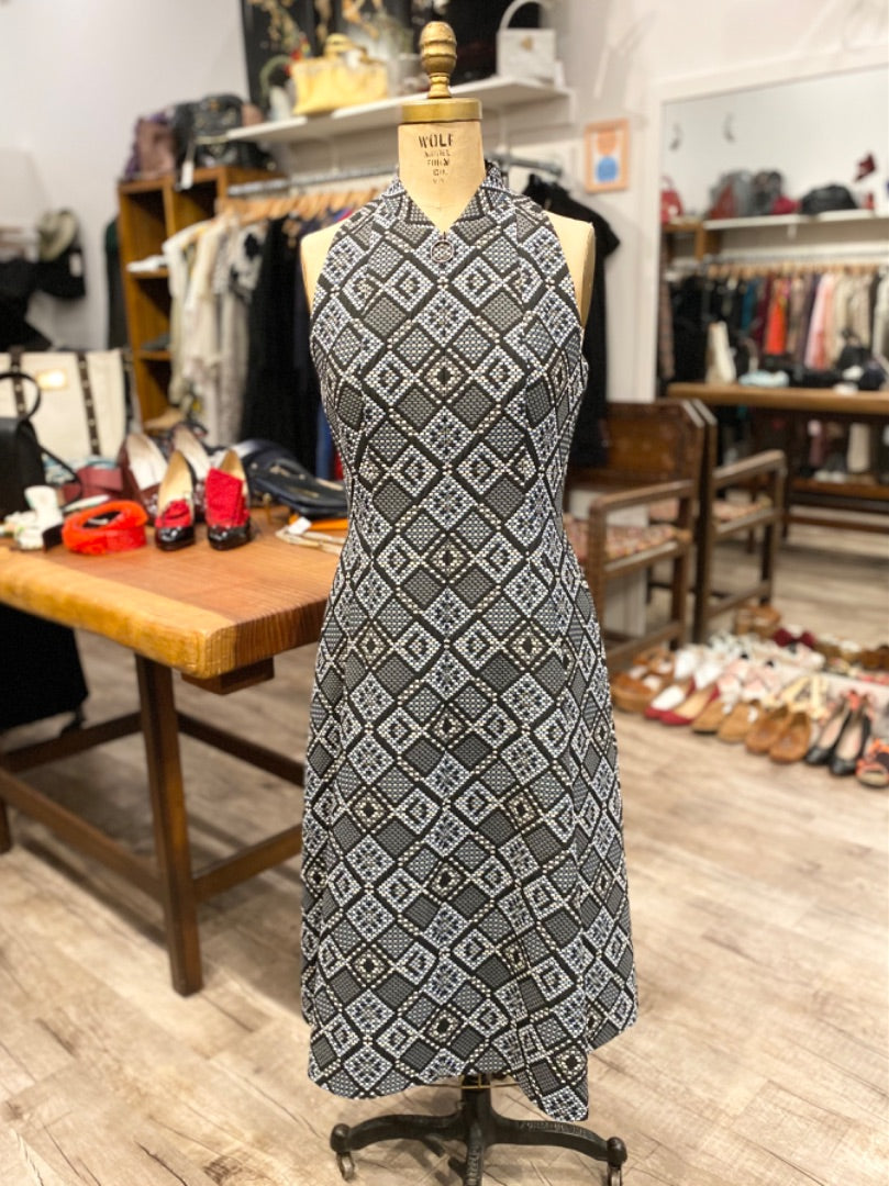 Akris Grey/Blue Multicolor Print Dress, 8