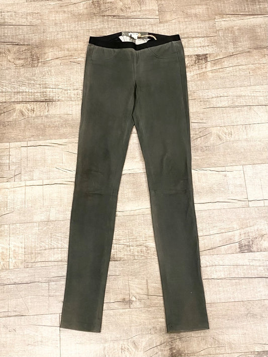 Helmut Lang Grey Leather Leggings, 4