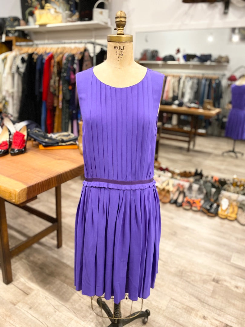 Nina Ricci Purple Silk Pleated Dress, 44