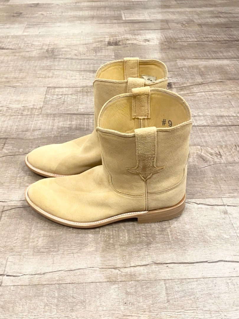 Hey Gang Beige Repurposed Leather Suede Boots, 9